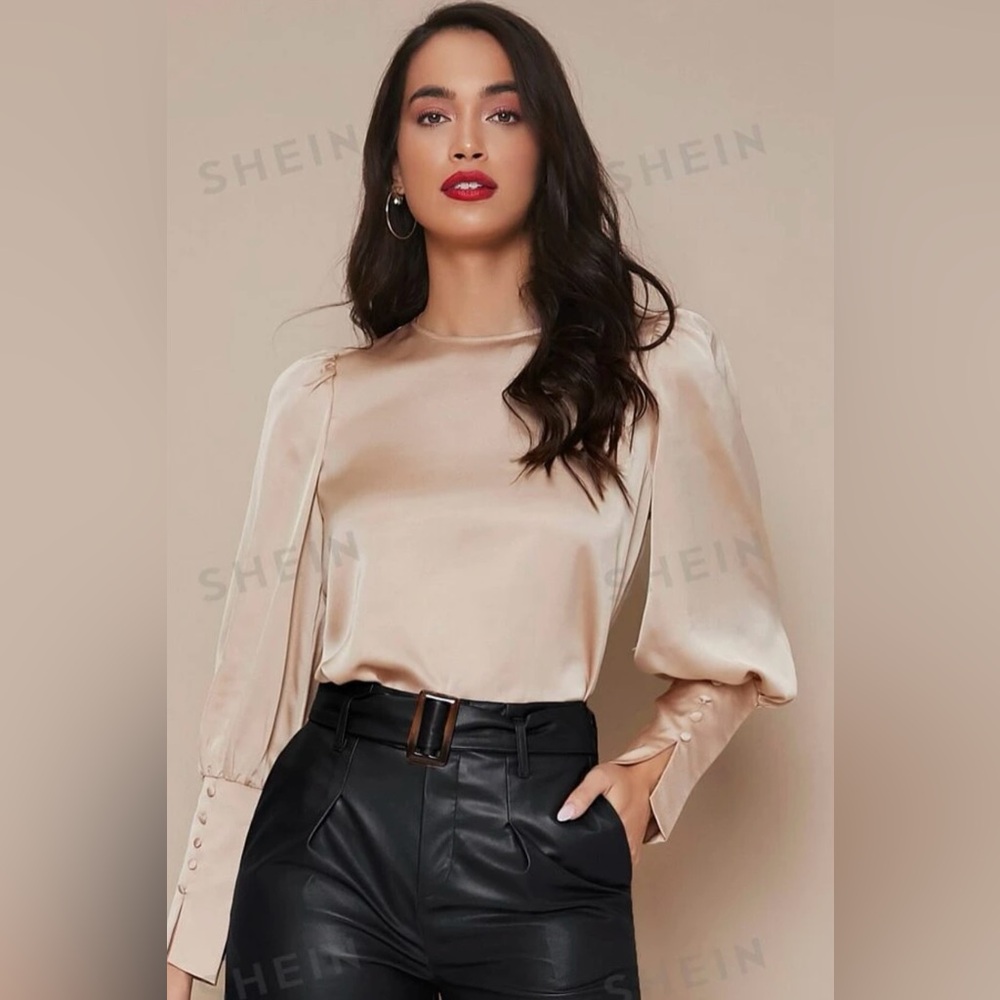 NEW Champagne Satin Shirt - NWOT